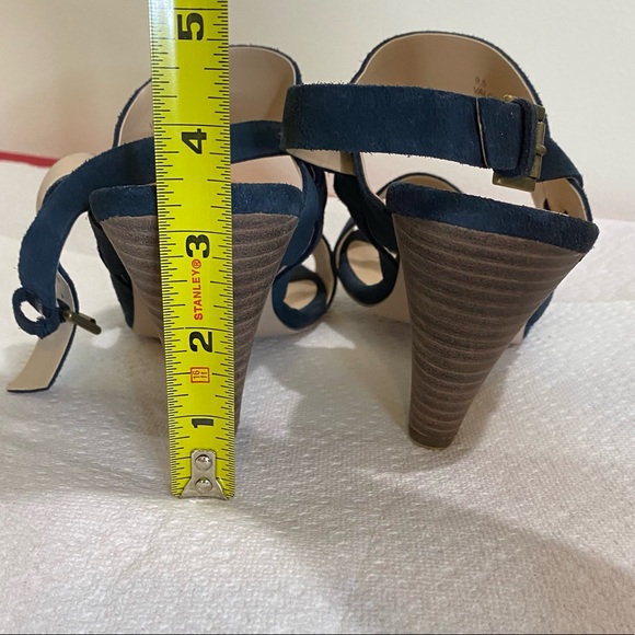 Sole Society Valor Ink Navy suede leather stacked sandal 9.5 - Picture 4 of 9